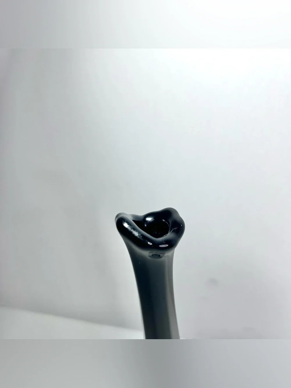 Fenton Black Glass Swung Bud Vase 8” MCM